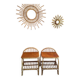 Vintage rattan bedside tables