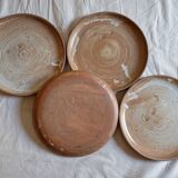 lot 4 assiettes plates  grès artisanal vintage