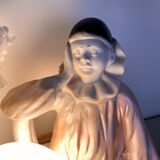 Vintage Pierrot lamp in resin and opal globe