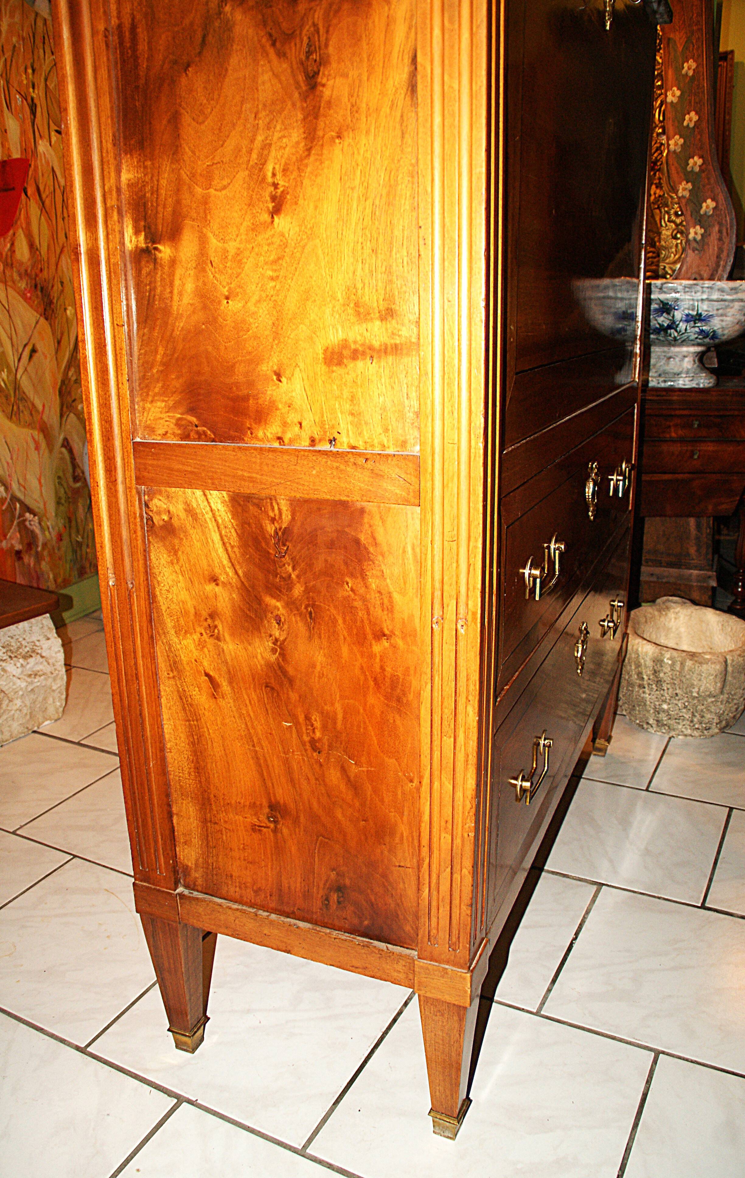 Louis XVI period light mahogany secretary