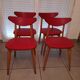 Set of 4 Vintage Chairs – 50s/60s Design – Red Faux Leather – Stackable