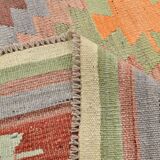 5x10 Dark Red Green Tribal Vintage Kilim Rug