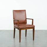 Vintage Scandinavian wooden and cowhide side/desk/chair from the 60s/70s
