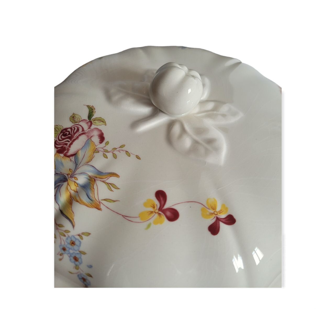 Soupière Gien, fleurs de papillon