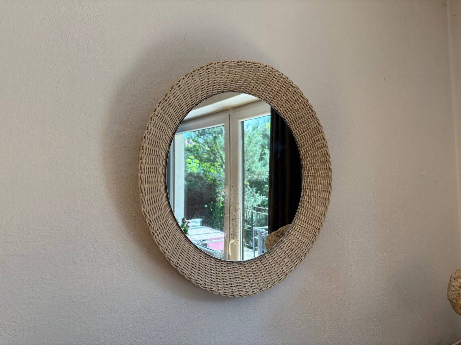Miroir en osier par Josef Daubenbuchel, Allemagne, années 1930