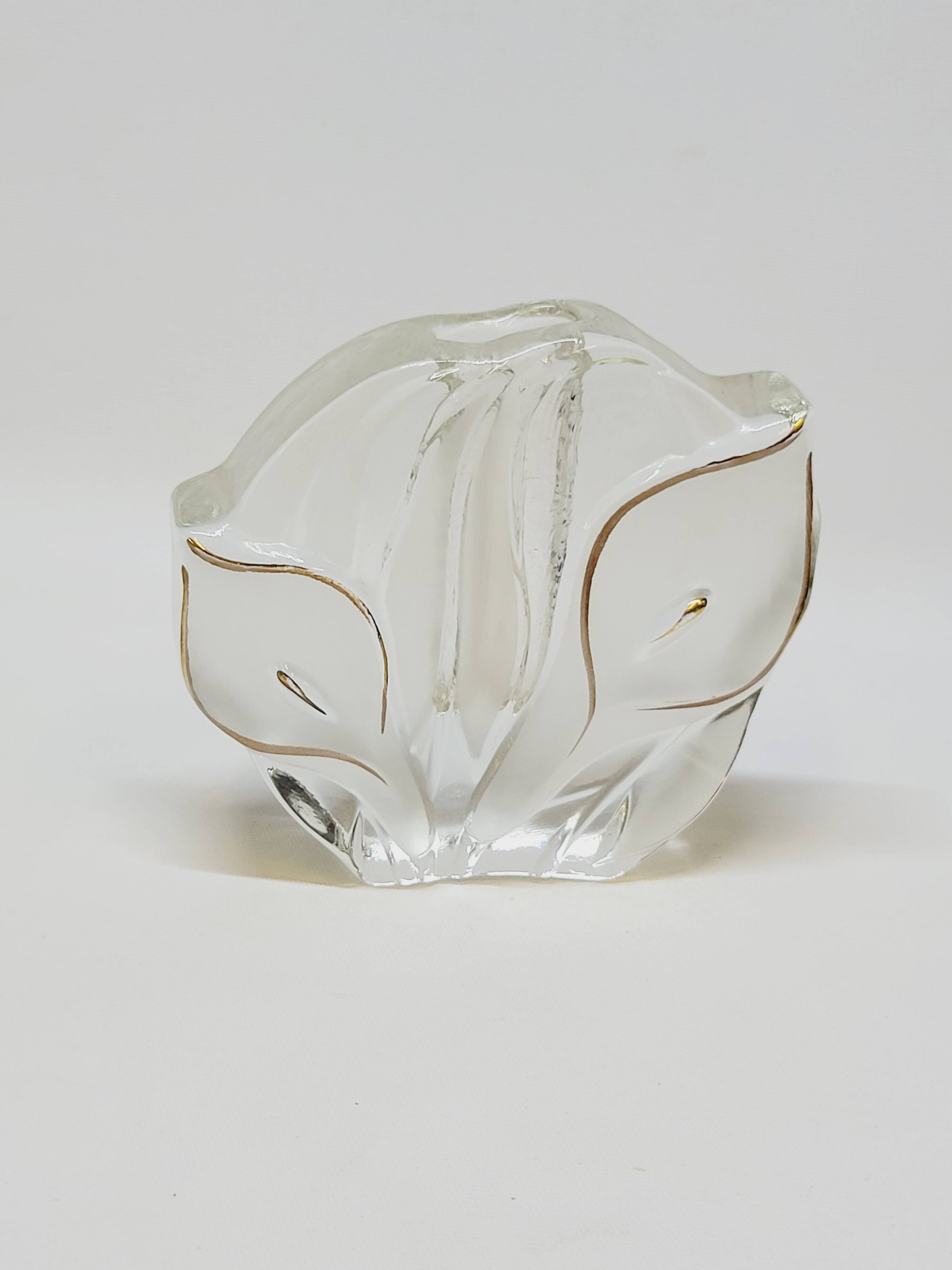 Vintage Walther Glas Germany Glass Soliflore Vase with Lily Decor