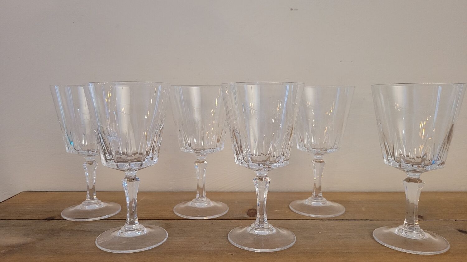 6 crystal stemmed glasses