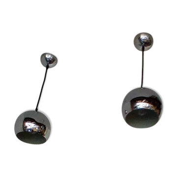 Pair of 70s/80s chrome ball pendant lights.