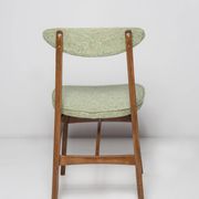 Mid-century apple green wool chair, beech wood, Rajmund Halas, Poland, 1960.
