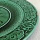 3 fruit plates Sarreguemines majolica shaded enamel Rubelles
