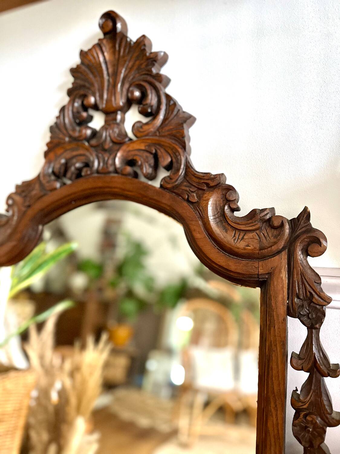 Vintage carved wooden mirror 110x58