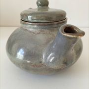 Large handcrafted celadon glazed ceramic teapot