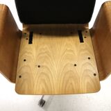Scandinavian rotating leather armchair, Swivel, Sweden, 1970