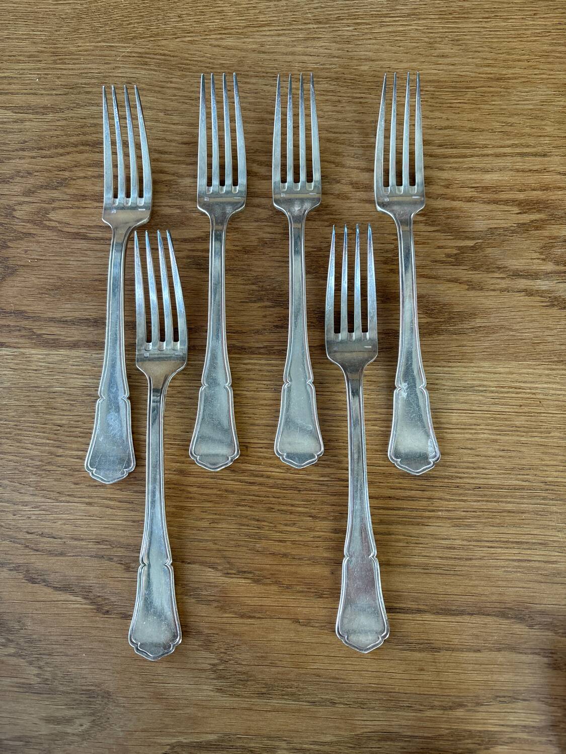 Set of 6 silver metal forks Apollo