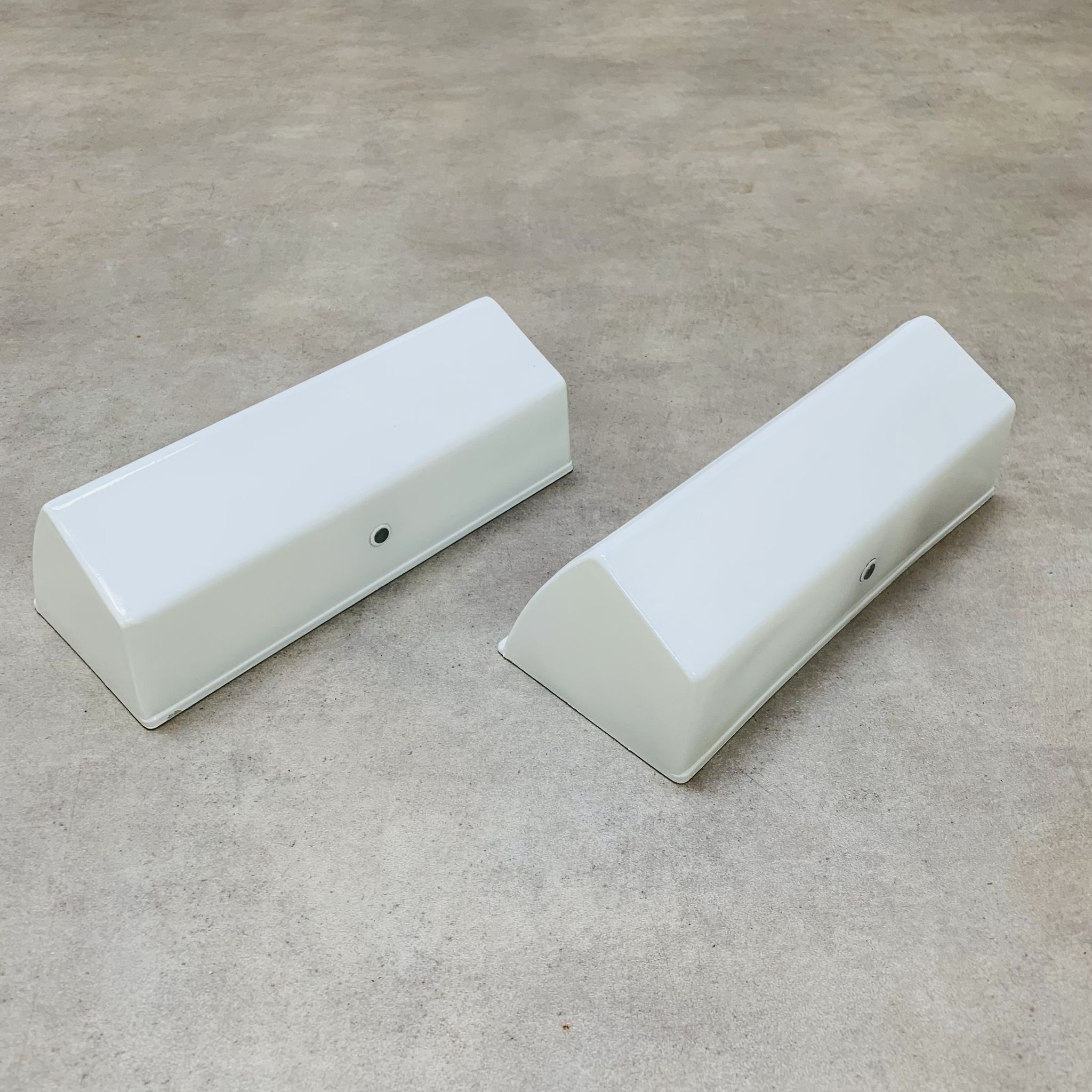 Pair of Holophane Prismopal wall lights, 1950s design.