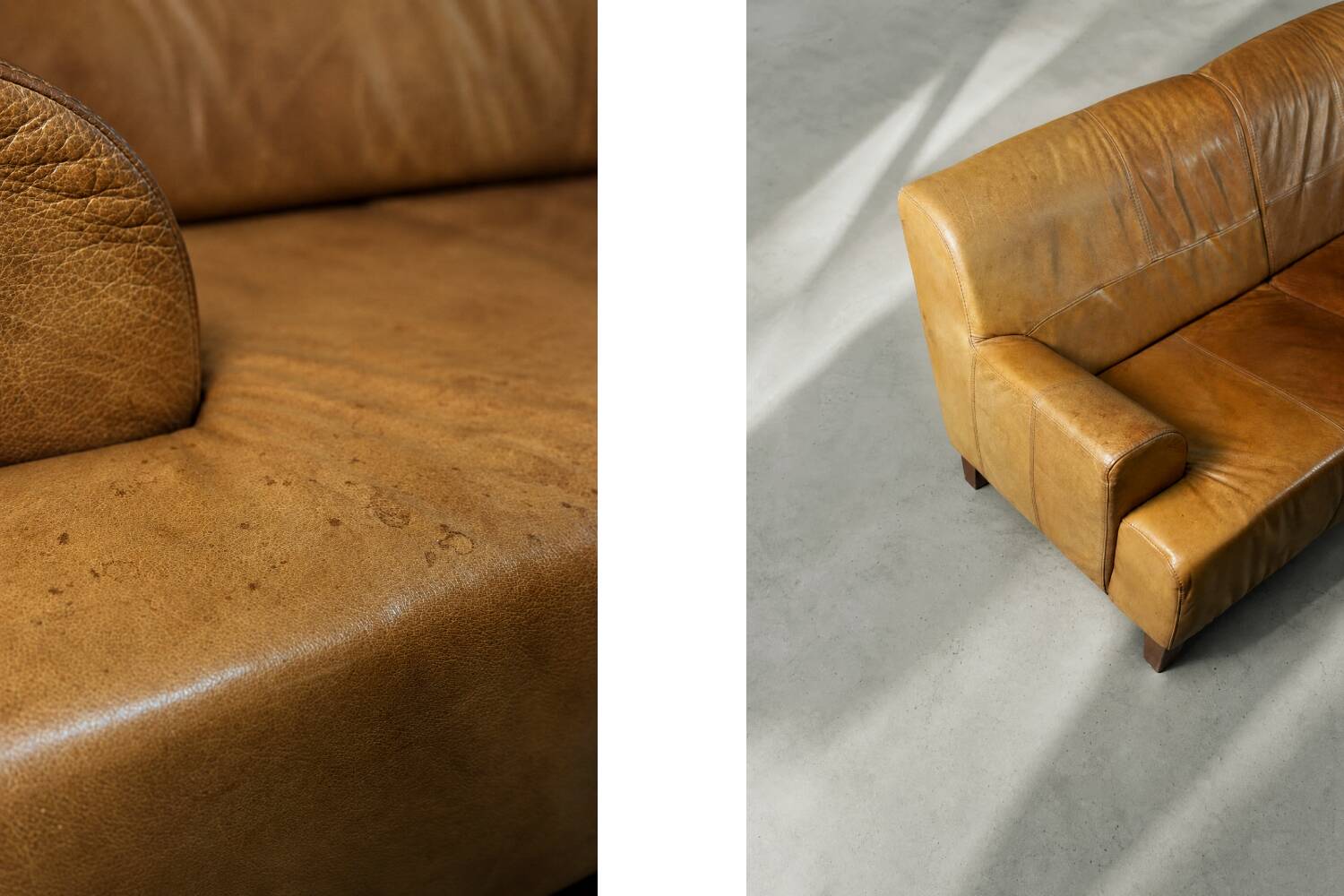 Canapé 3 places en cuir marron industriel vintage des années 1960, style mid-century modern