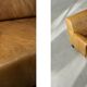 Canapé 3 places en cuir marron industriel vintage des années 1960, style mid-century modern