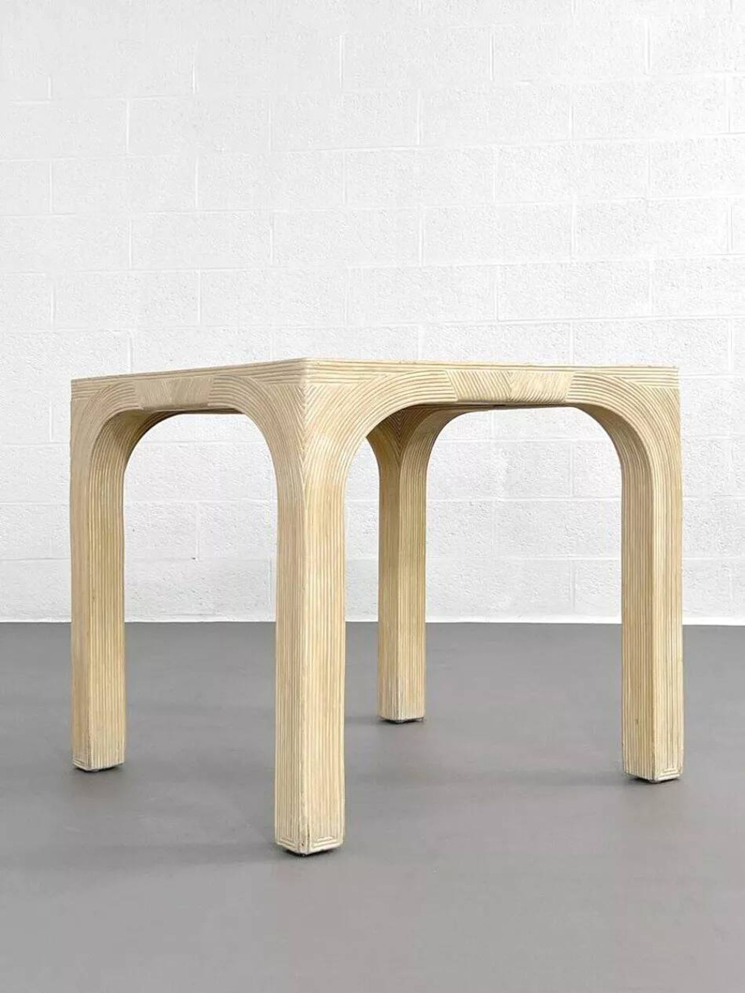 Square Rattan and Stone Marquetry Table with Matching Chairs, 1970