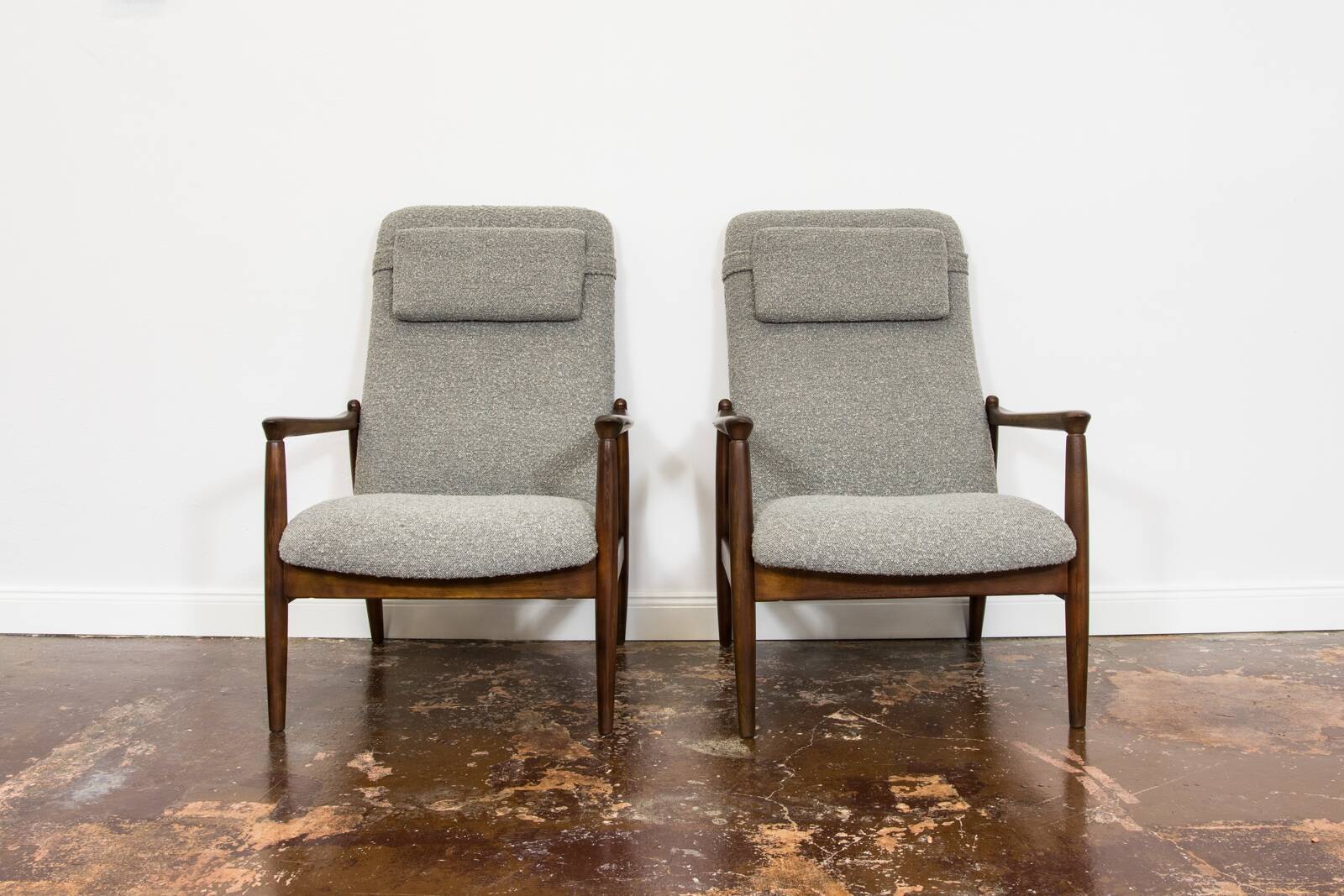 Pair of Mid-Century High Back Armchairs, Edmund Homa, GFM, Poland, 1960s,