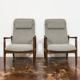 Pair of Mid-Century High Back Armchairs, Edmund Homa, GFM, Poland, 1960s,