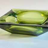 Geometric Glass Ashtray Vintage Green