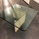 Square travertine vintage bass tabke and glass slab around 1970