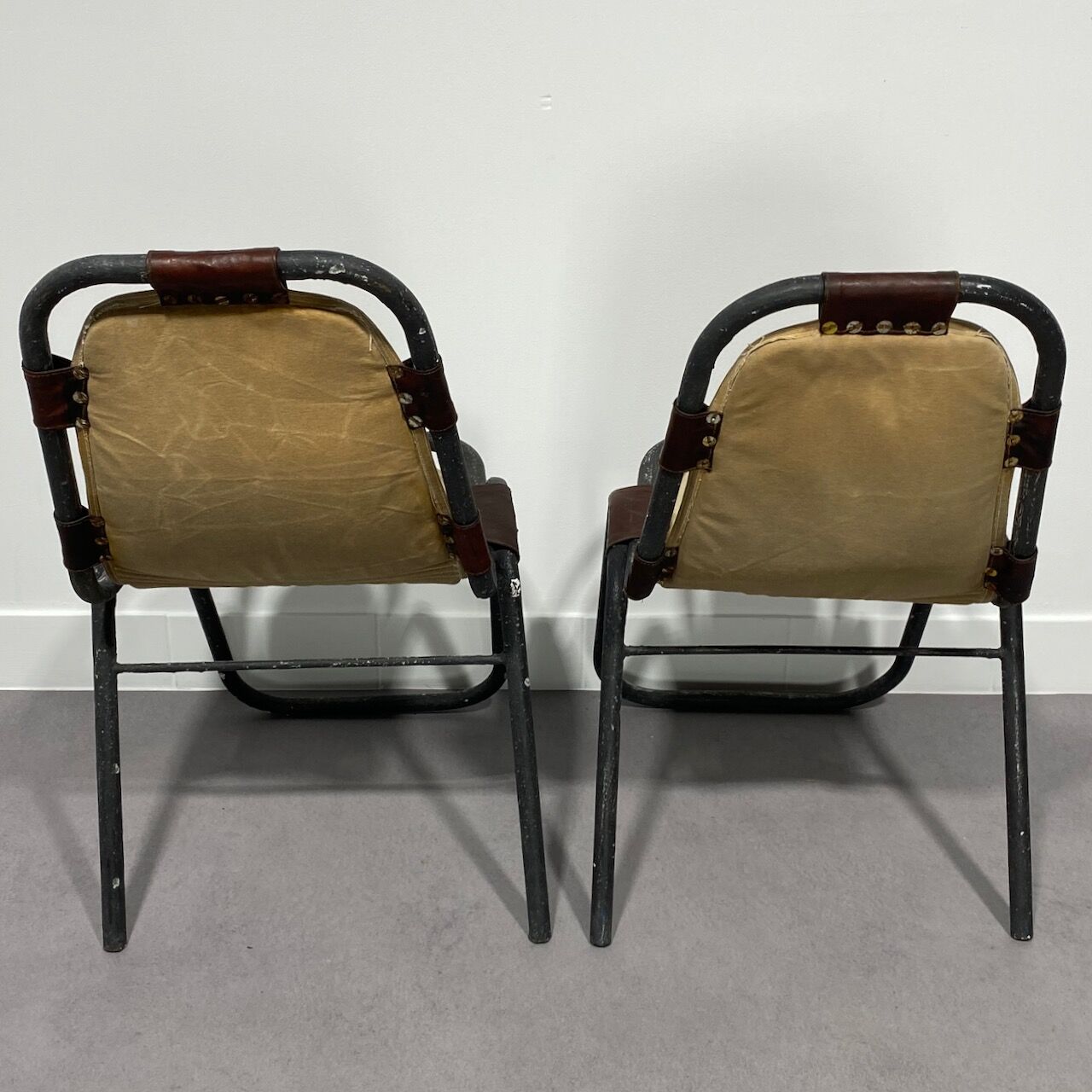 Pair of iron tube chairs