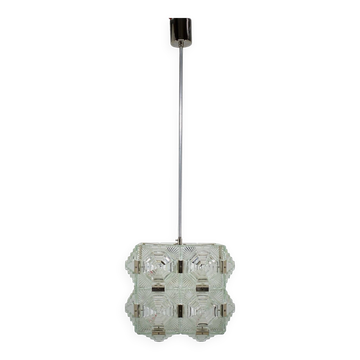 Brutalist glass chandelier by kamenicky senov, 1970s