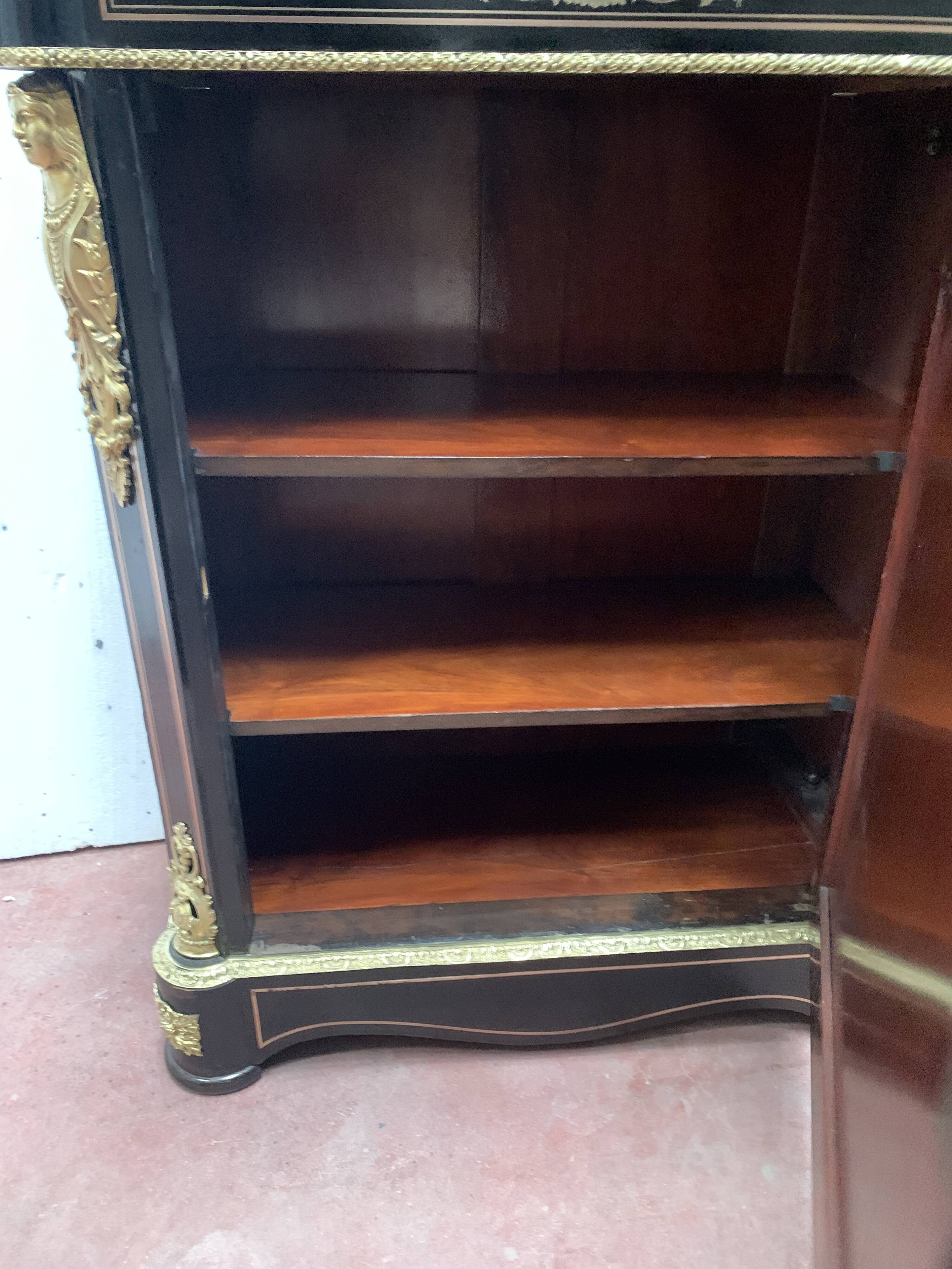 Napoleon iii wood and brass marquetry sideboard 19th century