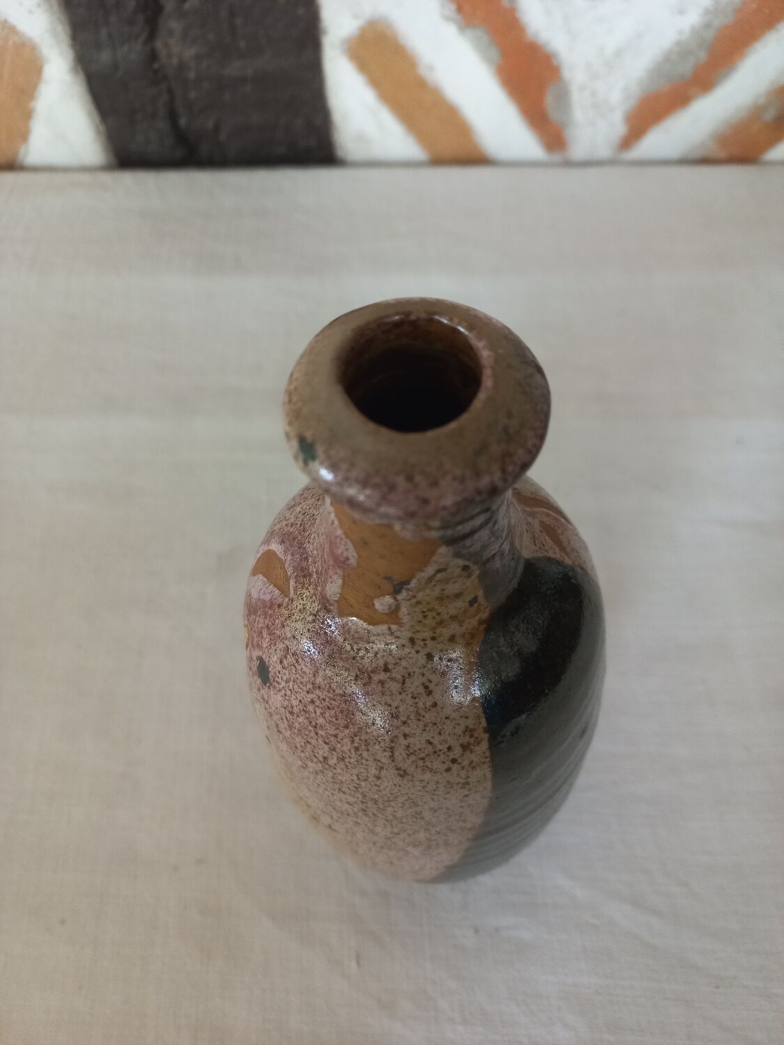 Vase bottle soliflore enamelled earth