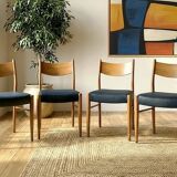 Italian Gessef chairs in light teak, Scandinavian design 1960.