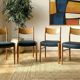 Italian Gessef chairs in light teak, Scandinavian design 1960.