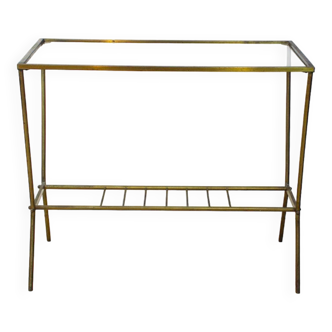 Vintage Brass And Glass Side Table