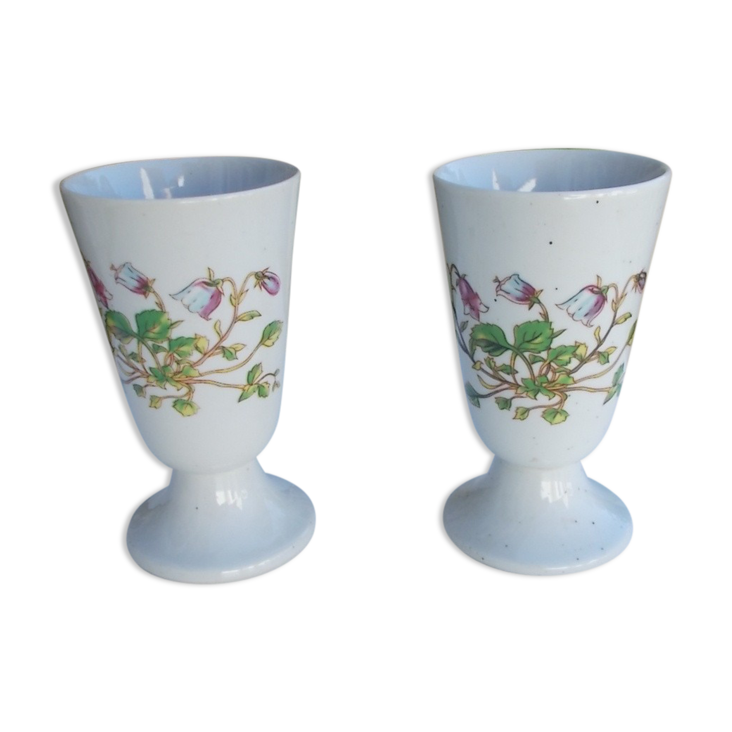 Pair of vintage flower mazagrans