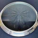 Trivet in cut glass and silver metal
