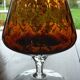 Vintage amber & clear glass footed vase