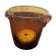 Amber bubble glass ice bucket signed Biot, with its tongs.