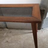 Wood and perforated metal coffee table