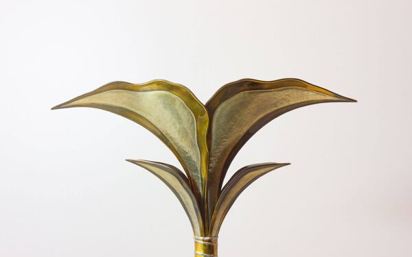 Lampe de sol en laiton rare en forme de palmier par Henri Fernandez, années 1970.