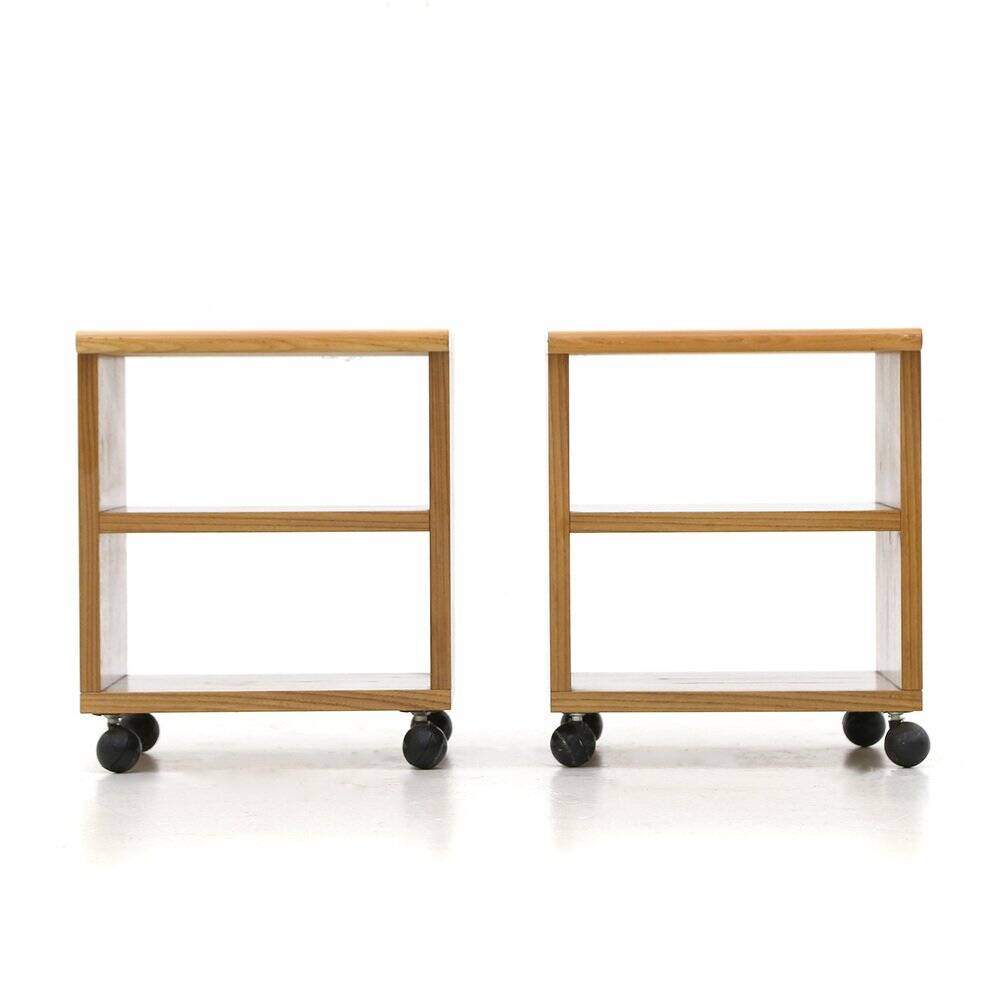 Wooden bedside tables, 1970s, set of 2