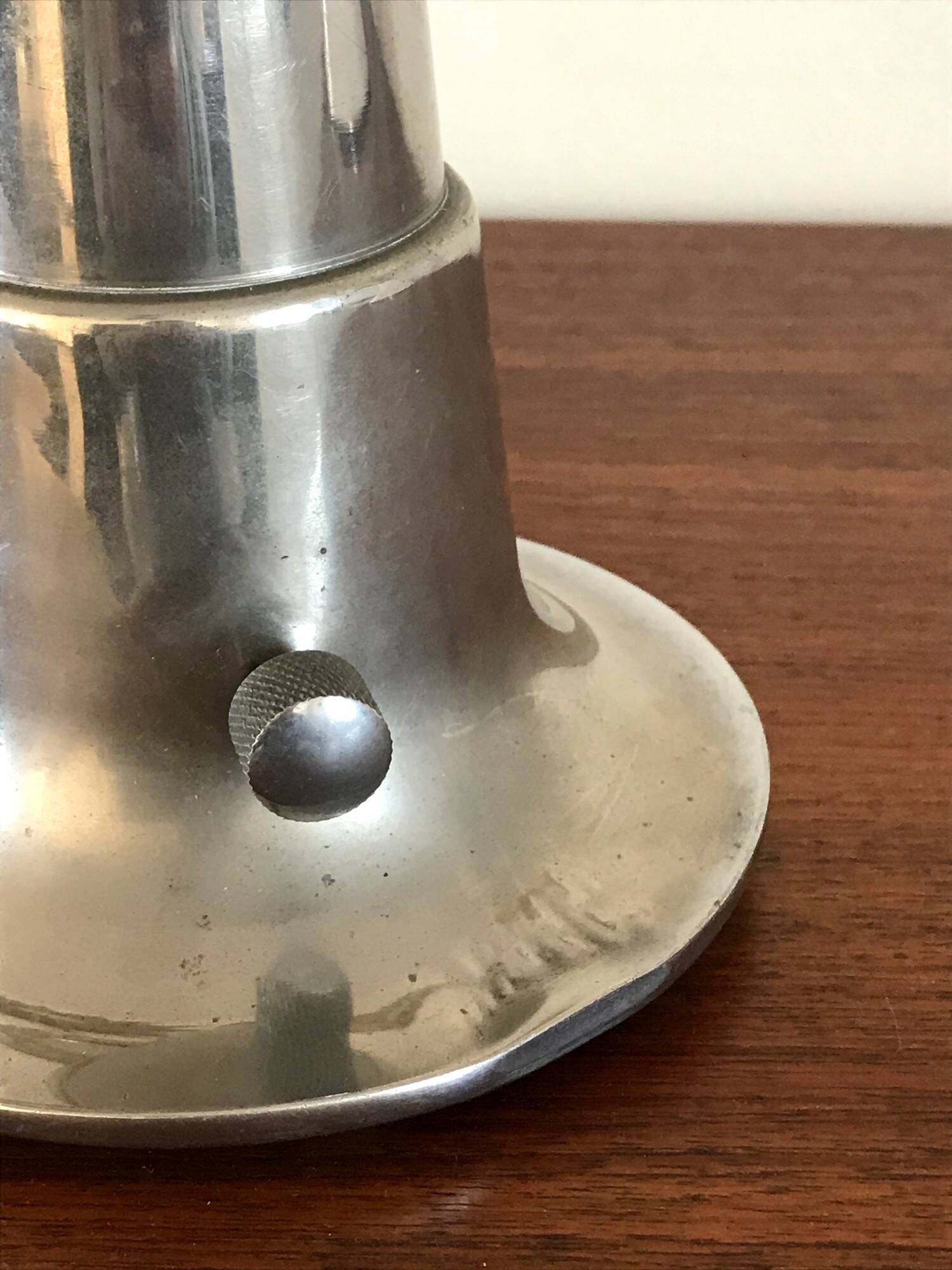 1930s Art Deco lamp in chrome with recycled cotton shade