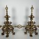 Important Renaissance Style Bronze Fireplace Set with Bar