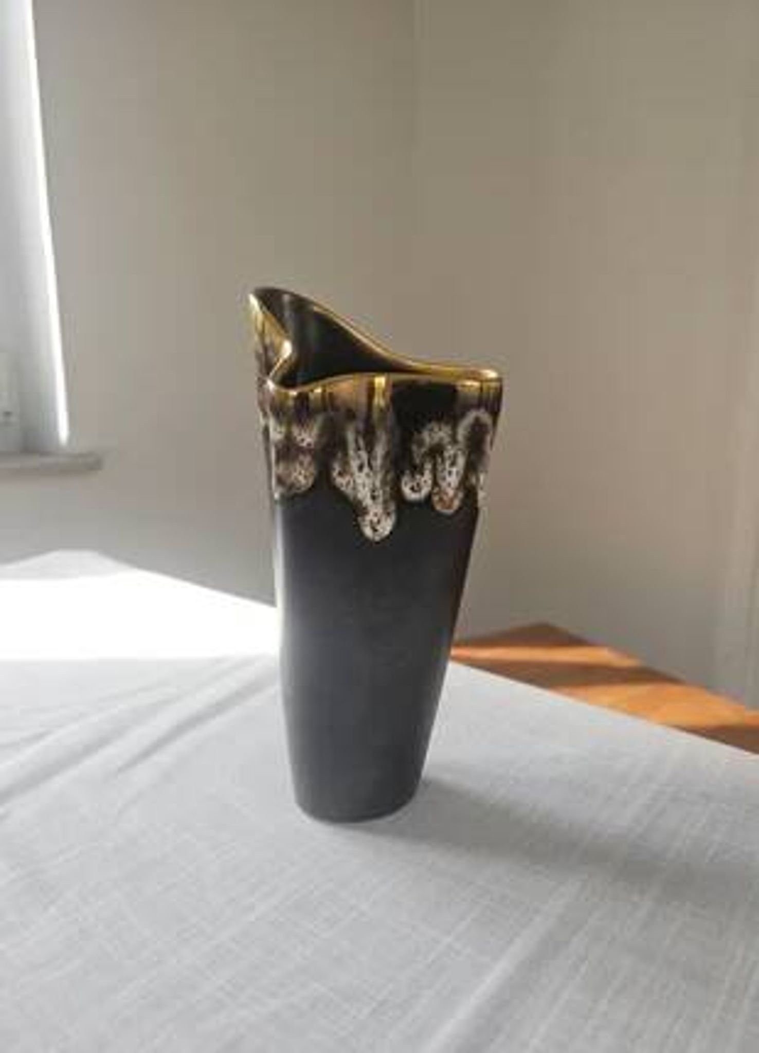 Vintage free-form organic vase - numbered ceramic 1246/23 - mid-century style