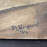 Oil on canvas bouquet - saint-hilaire-des-loges robert gougnard xxth