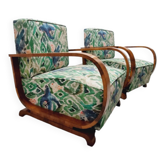 Suite de 2 fauteuils de style Art Déco Thonet avec accoudoir galbé