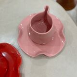 Set of mugs and cups of water lily ceramic handmade pop pink barbapapa