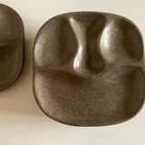 Set of 8 mid century modern stoneware potter's plates to identify