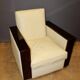 Paire de fauteuils art deco en palissandre et cuir beige
