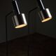Pair of floor lamps in black metal with brushed aluminum shades, 1970s