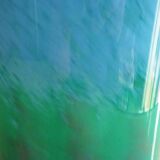 Large flared vase, signed La Rochère, blown glass with colored inclusions